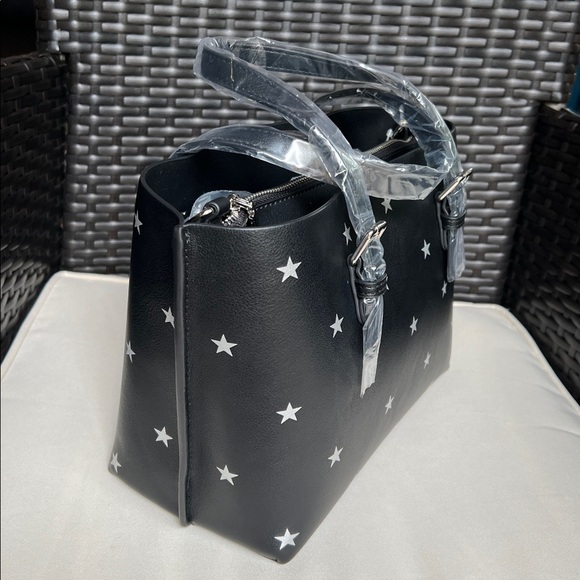 Star Print Tote Bag for Women Top-handle Crossbody Bag in Black - Picture 7 of 13